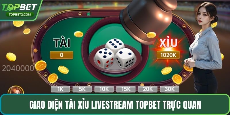 Giao diện tài xỉu Livestream Topbet trực quan